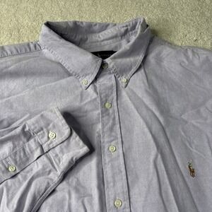 Ralph Lauren Button Up Shirt Men 4XLT Lavender Flesh Pony Long Sleeve Cotton